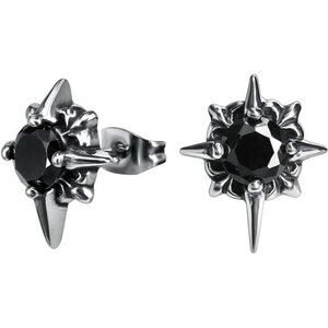 Punk Surgical Steel Cubic Zircon Stud Earrings for Men Trendy